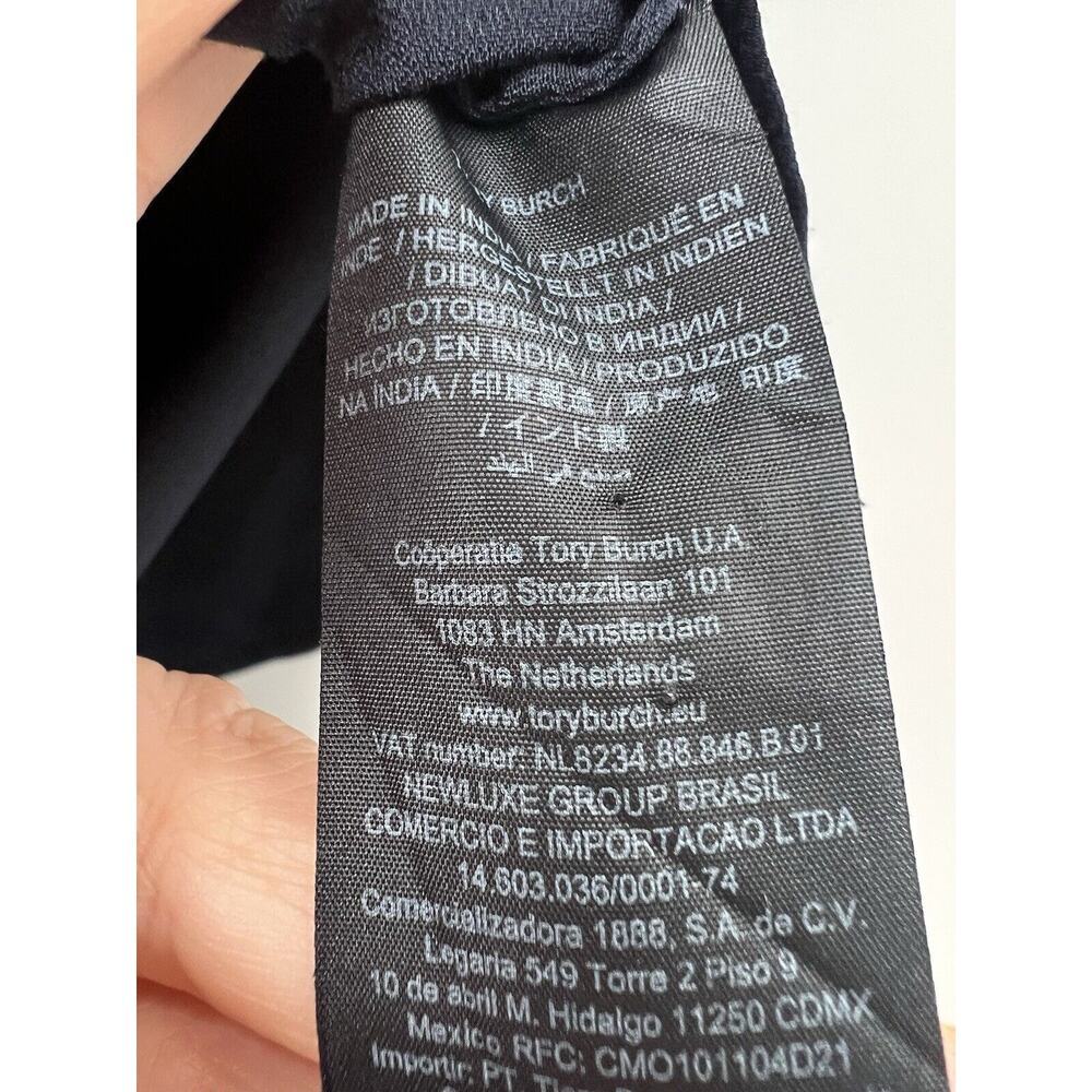 Tory Burch Women’s Sleeveless Button Up Hidden Button Placket Top Navy Blue 2 - Picture 8 of 11